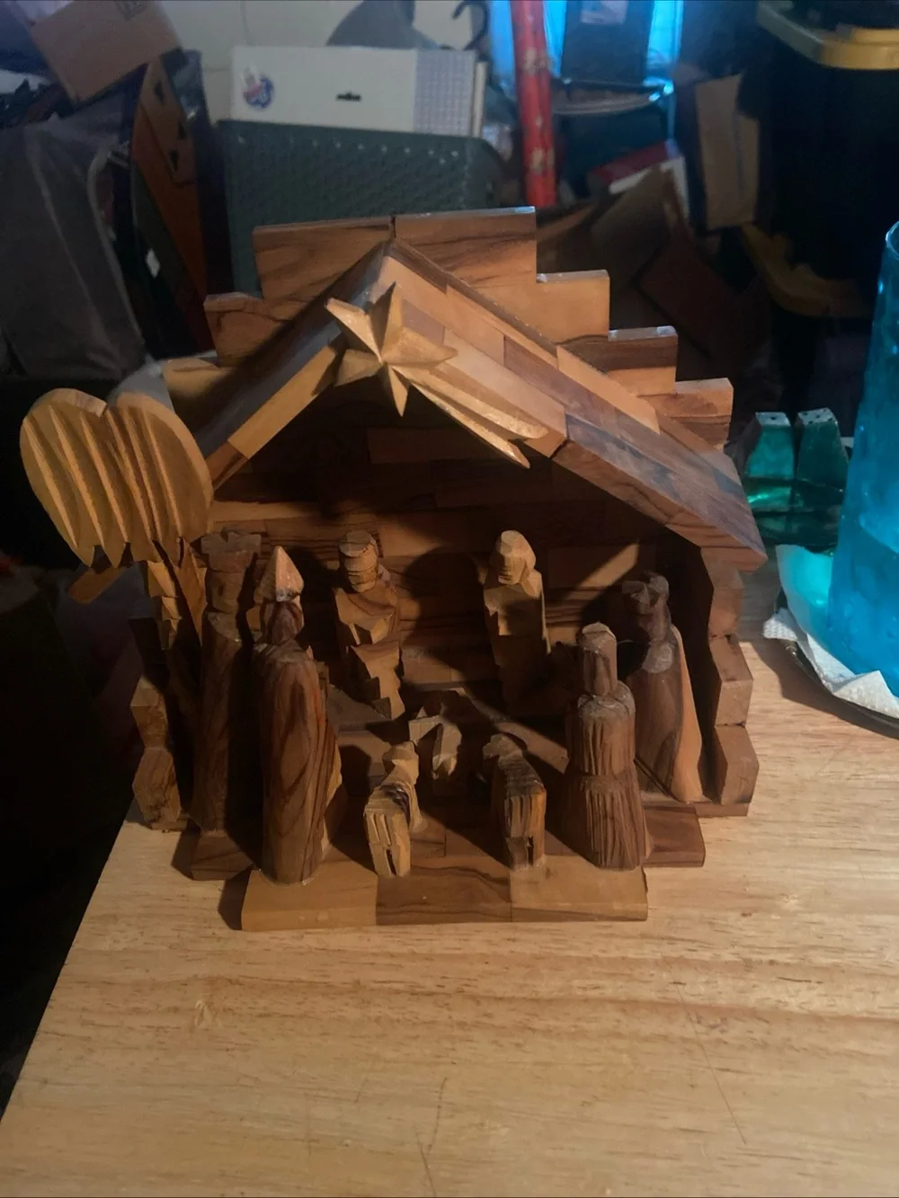 Nativity creche /vintage made in Bethlehem West Bank olive wood
